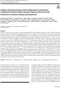 Cover page: A Multi-Cohort Examination of the Independent Contributions of Maternal Childhood Adversity and Pregnancy Stressors to the Prediction of Children's Anxiety and Depression.