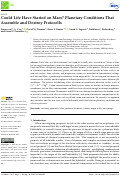Cover page: Could Life Have Started on Mars? Planetary Conditions That Assemble and Destroy Protocells