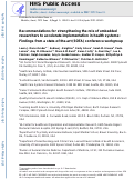 Cover page: Recommendations for strengthening the role of embedded researchers to accelerate implementation in health systems: Findings from a state-of-the-art (SOTA) conference workgroup