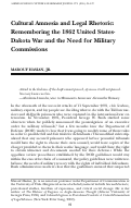 Cover page: Cultural Amnesia and Legal Rhetoric: Remembering the 1862 United States-Dakota War and the Need for Military Commissions