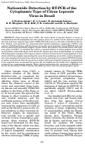 Cover page: Nationwide Detection by RT-PCR of the Cytoplasmic Type of Citrus Leprosis Virus in Brazil