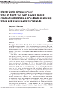 Cover page: Monte Carlo simulations of time-of-flight PET with double-ended readout: calibration, coincidence resolving times and statistical lower bounds