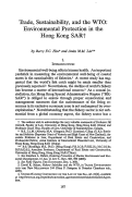 Cover page: Trade, Sustainability, and the WTO: Environmental Protection in the Hong Kong SAR