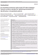 Cover page: An annotated ventricular tachycardia (VT) alarm database: Toward a uniform standard for optimizing automated VT identification in hospitalized patients