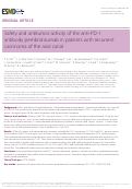 Cover page: Safety and antitumor activity of the anti-PD-1 antibody pembrolizumab in patients with recurrent carcinoma of the anal canal