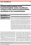 Cover page: Genome-guided isolation of the hyperthermophilic aerobe Fervidibacter sacchari reveals conserved polysaccharide metabolism in the Armatimonadota