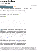 Cover page: Space bioprocess engineering on the horizon