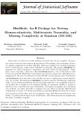 Cover page: MissMech: An R Package for Testing Homoscedasticity, Multivariate Normality, and Missing Completely at Random (MCAR)