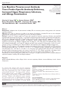 Cover page: Low Baseline Pneumococcal Antibody Titers Predict Specific Antibody Deficiency, Increased Upper Respiratory Infections, and Allergy Sensitization.