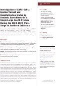 Cover page: Investigation of SARS-CoV-2 Epsilon Variant and Hospitalization Status by Genomic Surveillance in a Single Large Health System During the 2020-2021 Winter Surge in Southern California