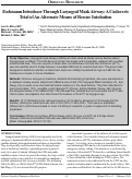 Cover page: Eschmann Introducer Through Laryngeal Mask Airway: A Cadaveric Trial of An Alternate Means of Rescue Intubation