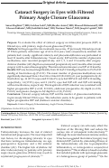 Cover page: Cataract surgery in eyes with filtered primary angle closure glaucoma.