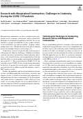 Cover page: Research with Marginalized Communities: Challenges to Continuity During the COVID-19 Pandemic