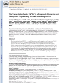 Cover page: The Transcription Factor ZNF217 Is a Prognostic Biomarker and Therapeutic Target during Breast Cancer Progression