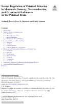 Cover page: Neural Regulation of Paternal Behavior in Mammals: Sensory, Neuroendocrine, and Experiential Influences on the Paternal Brain