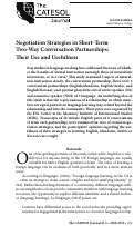 Cover page: Negotiation Strategies in Short-Term Two-Way Conversation Partnerships: Their Use and Usefulness