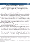 Cover page: Prechemotherapy Levels of Plasma Dehydroepiandrosterone and Its Sulfated Form as Predictors of Cancer‐Related Cognitive Impairment in Patients with Breast Cancer Receiving Chemotherapy