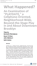 Cover page: What Happened?: An Examination of PLAYDATE, a Cellphone-Oriented, Neighborhood-Wide, Beyond-the-Stage Play in and About Downtown Brooklyn