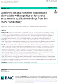 Cover page: Loneliness among homeless-experienced older adults with cognitive or functional impairments: qualitative findings from the HOPE HOME study