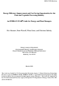 Cover page: Energy Efficiency Improvement and Cost Saving Opportunities for the Fruit and Vegetable Processing Industry.  An ENERGY STAR Guide for Energy and Plant Managers