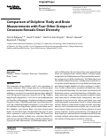 Cover page: Comparison of Dolphins' Body and Brain Measurements with Four Other Groups of Cetaceans Reveals Great Diversity