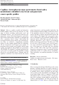 Cover page: Capillary electrophoresis mass spectrometry-based saliva metabolomics identified oral, breast and pancreatic cancer-specific profiles