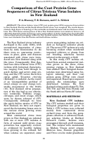 Cover page: Comparison of the Coat Protein Gene Sequences of Citrus Tristeza Virus Isolatesin New Zealand