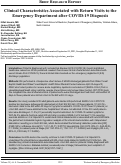Cover page: Clinical Characteristics Associated with Return Visits to the Emergency Department after COVID-19 Diagnosis
