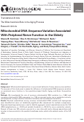 Cover page: Mitochondrial DNA Sequence Variation Associated With Peripheral Nerve Function in the Elderly