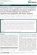 Cover page: Integrating sepsis management recommendations into clinical care guidelines for district hospitals in resource-limited settings: the necessity to augment new guidelines with future research.