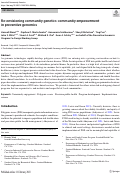 Cover page: Re-envisioning community genetics: community empowerment in preventive genomics