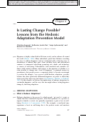 Cover page: Is Lasting Change Possible? Lessons from the Hedonic Adaptation Prevention Model