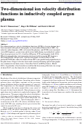 Cover page: Two-dimensional ion velocity distribution functions in inductively coupled argon plasma