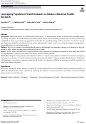 Cover page: Leveraging Population Health Datasets to Advance Maternal Health Research.