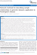 Cover page: Network methods for describing sample relationships in genomic datasets: application to Huntington's disease