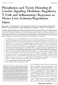 Cover page: Phosphatase and tensin homolog–β‐catenin signaling modulates regulatory T cells and inflammatory responses in mouse liver ischemia/reperfusion injury