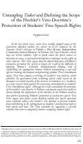 Cover page: Untangling Tinker and Defining the Scope of the Heckler’s Veto Doctrine’s Protection of Students’ Free Speech Rights