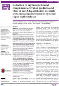 Cover page: Reduction in erythrocyte-bound complement activation products and titres of anti-C1q antibodies associate with clinical improvement in systemic lupus erythematosus