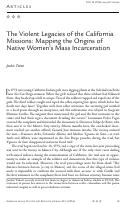 Cover page: The Violent Legacies of the California Missions: Mapping the Origins of Native Women's Mass Incarceration