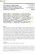 Cover page: Perceptions of Emotional Functionality: Similarities and Differences Among Dignity, Face, and Honor Cultures