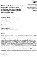 Cover page: Differential effects of a systematic vocabulary intervention on adolescent language minority students with varying levels of English proficiency