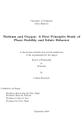 Cover page: Niobium and Oxygen: A First Principles Study of Phase Stability and Solute Behavior