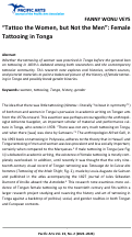 Cover page: “Tattoo the Women, but Not the Men”: Female Tattooing in Tonga