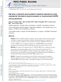 Cover page: Narrative comments about pediatric inpatient experiences yield substantial information beyond answers to closed-ended CAHPS survey questions