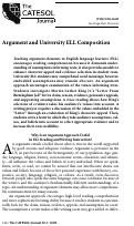 Cover page: Argument and University ELL Composition