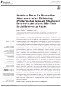 Cover page: An Animal Model for Mammalian Attachment: Infant Titi Monkey (Plecturocebus cupreus) Attachment Behavior Is Associated With Their Social Behavior as Adults