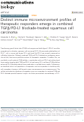 Cover page: Distinct immune microenvironment profiles of therapeutic responders emerge in combined TGFβ/PD-L1 blockade-treated squamous cell carcinoma