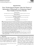 Cover page: Research Note —Does Technological Progress Alter the Nature of Information Technology as a Production Input? New Evidence and New Results