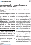 Cover page: The deubiquitinating enzyme USP7 regulates the transcription factor Nrf1 by modulating its stability in response to toxic metal exposure