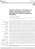 Cover page: Human Pathogen Colonization of Lettuce Dependent Upon Plant Genotype and Defense Response Activation